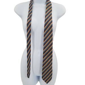 Vintage Hardy Amies Silk London Striped Brown Men's Neck Tie Necktie Multicolor